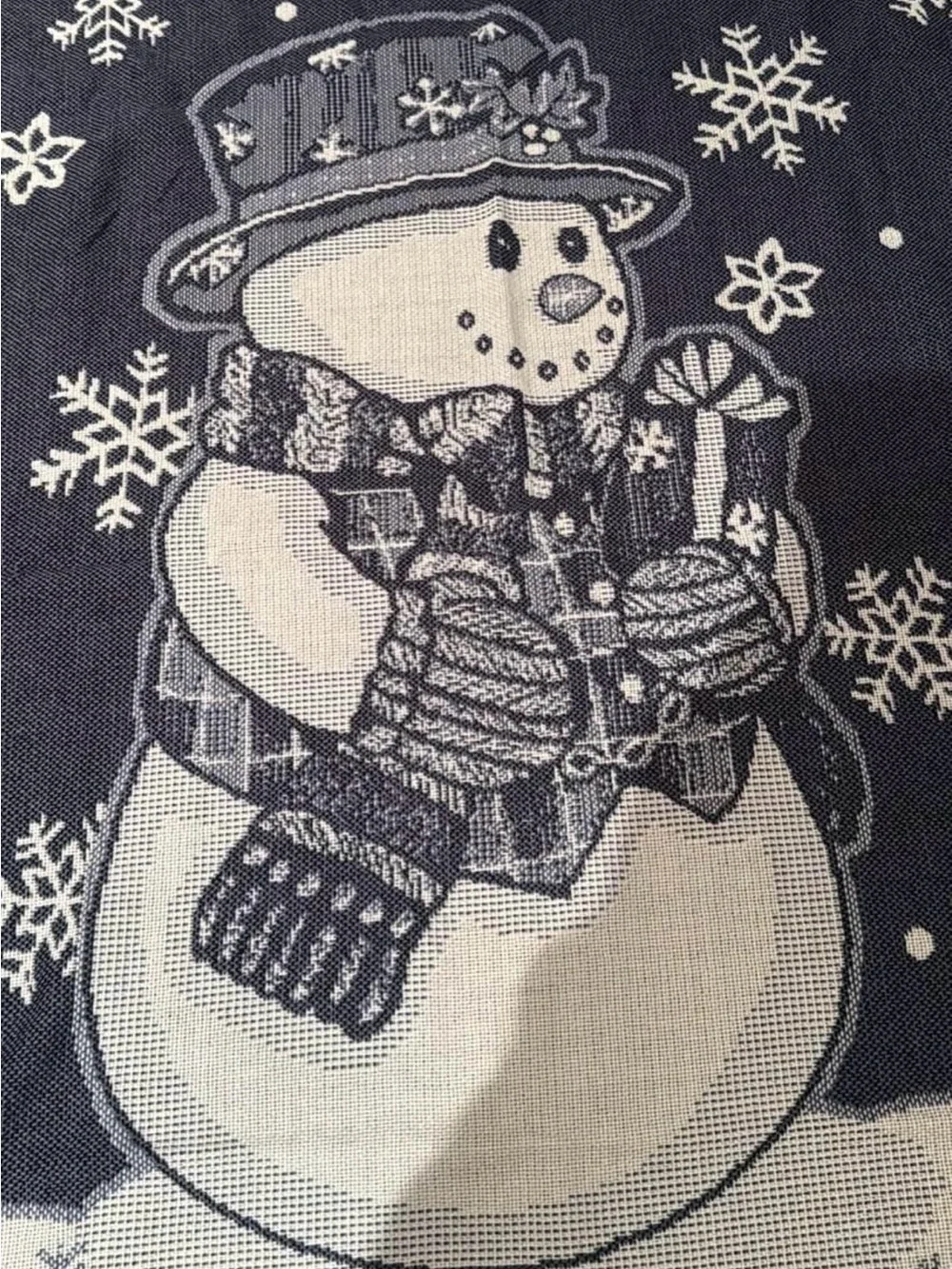 Holiday Snowman Throw Blanket - Navy, Red, White